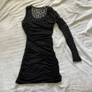 City Triangles one sleeve black dress